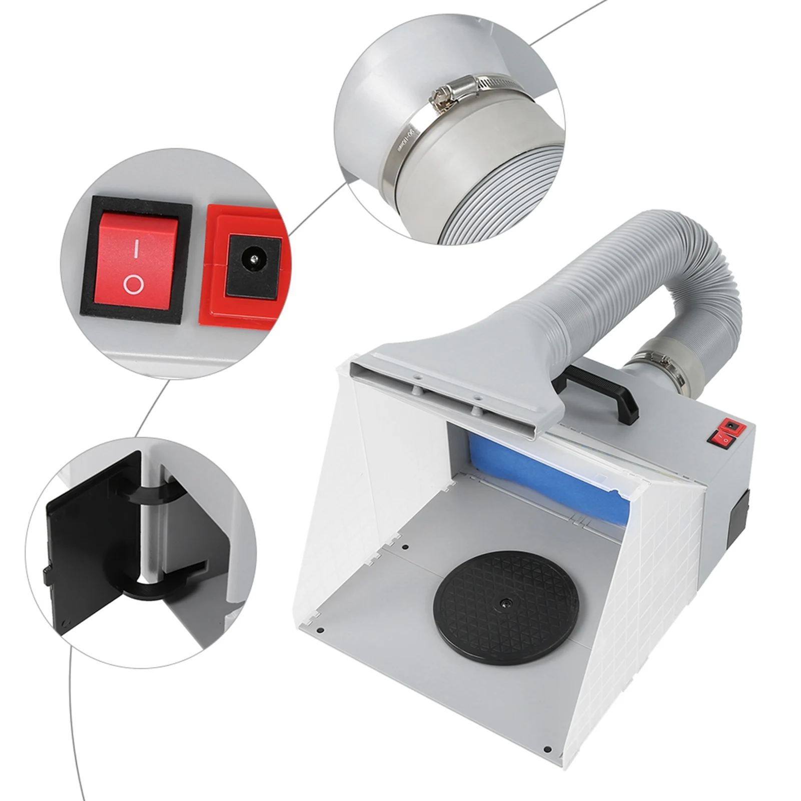 Airbrush Spray Booth Matching Turn Table Foldable Exhaust Model Crafts Painting Low Power No Pollution Filter Extractor Set