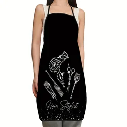 1pc Hair Stylist Printed Apron, Polyester Kitchen and Dining Apron,Home and Kitchen Use, Stylish Hairdresser Design