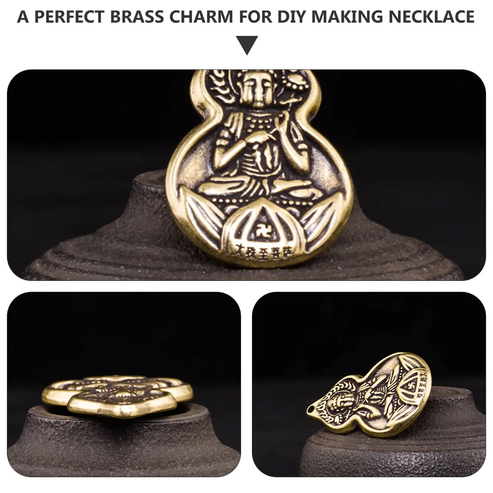 

3pcs Guan Yin Pendant Brass Keychain Charm Vintage Jewelry Hanging Tag DIY Necklace Ornament for Bag Phone Car Decor