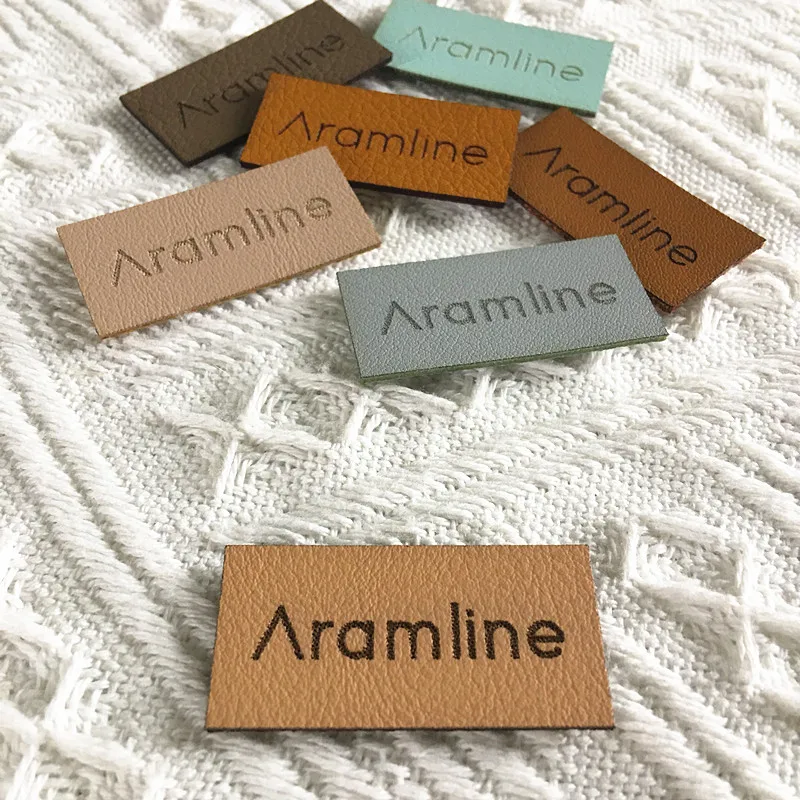 30pcs Custom sewing accessories labels Handmade leather tags for clothes knitting Personalized rectangle Garment label with logo