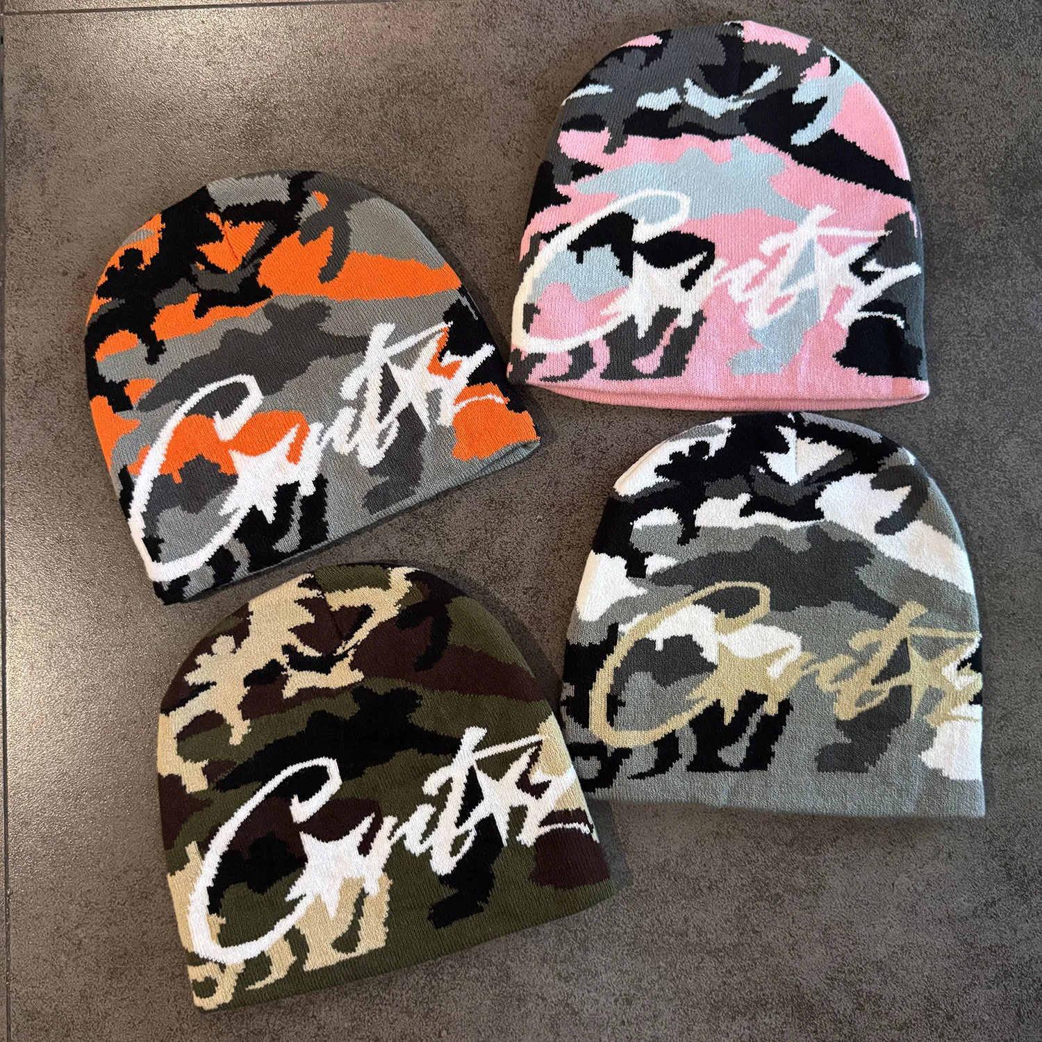 Retro Letter Camouflage Knitted Woolen Hat for Autumn and Winter Couples, Street Warm Men and Women, Yuppie Pullover Cold Hat