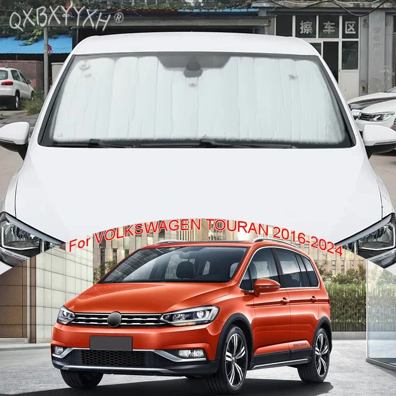 Car Aluminum Foil Foldable Sun Shade Cover For Volkswagen TOURAN 2016-2024 Auto Heat Insulation Windshield Sunshades Accessory