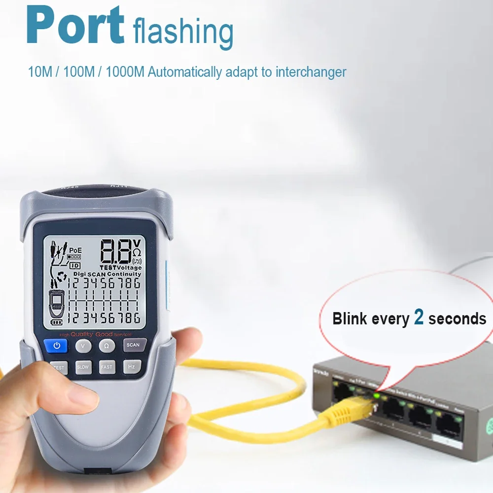 ET613 ET612 Network Cable Tester Digital Wire Trackers Continuity Battery Voltage Polarity Checking POE Test Cable Tester