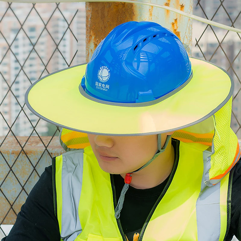 Summer Sun Shade Safety Hard Hat Neck Guard Helmet For Construction Workers Reflective Brim Reflective Hat Cover