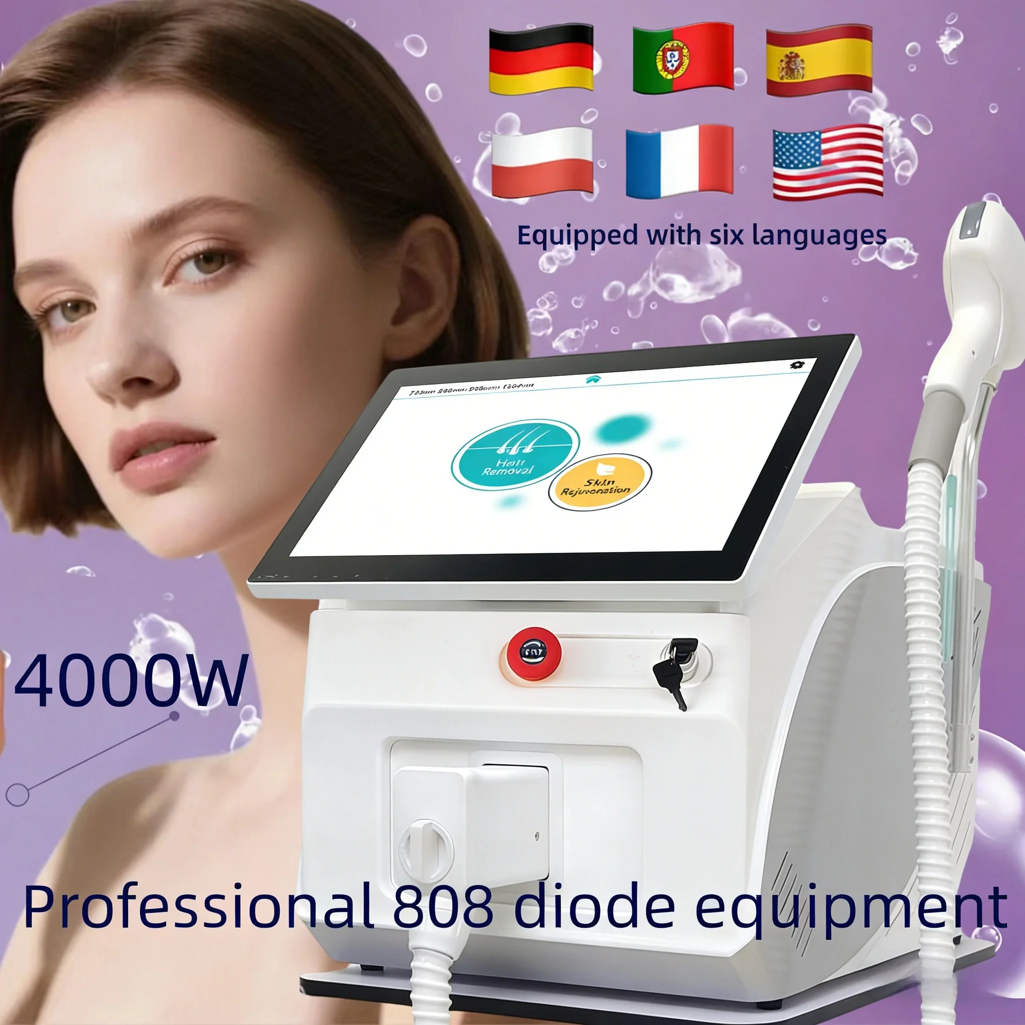 2026 Diode Laser755 808 940 1064NM Multi Wavelengths Hair Removal Machine Cooling Head Painless Laser Epilator Face Body Hair Re