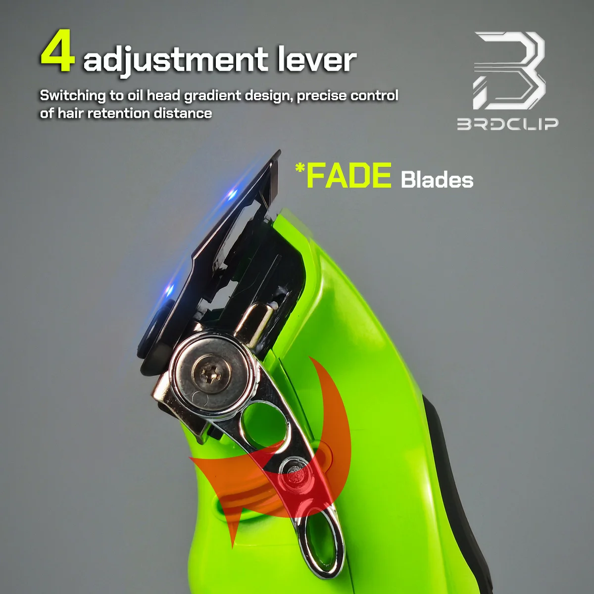 BRDCLIP BRD-FA1C Tagliacapelli ricaricabile con base professionale con lama in acciaio inossidabile DLC verde 7500 giri/min Tagliacapelli per parrucchiere