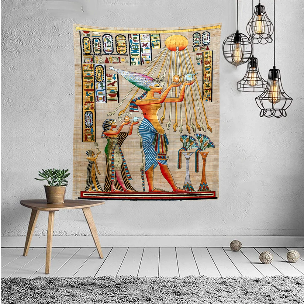 Ancient Egypt God Aten Goddess Is And Nephthys Eye Of Horus Papyrus History Tapestry By Ho Me Lili For Livingroom Decor