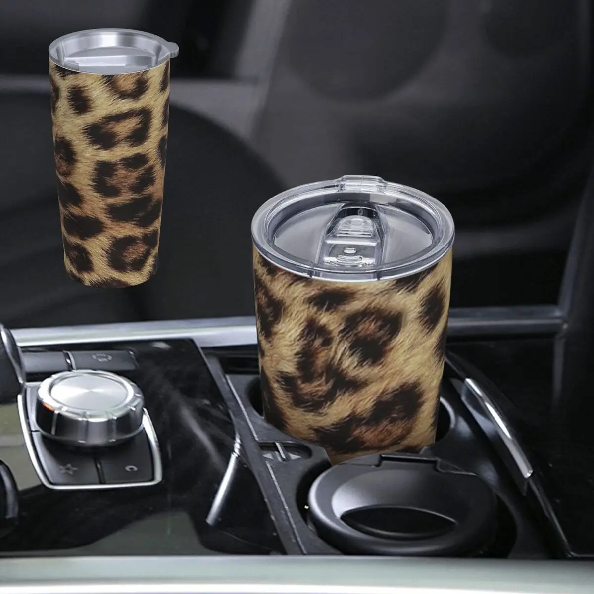 Leopard Cheetah Fur Hide Animal Fur Pattern Stainless Steel Tumbler Vacuum Insulated Mug Thermal Cold Cup Straws With Lid 20oz