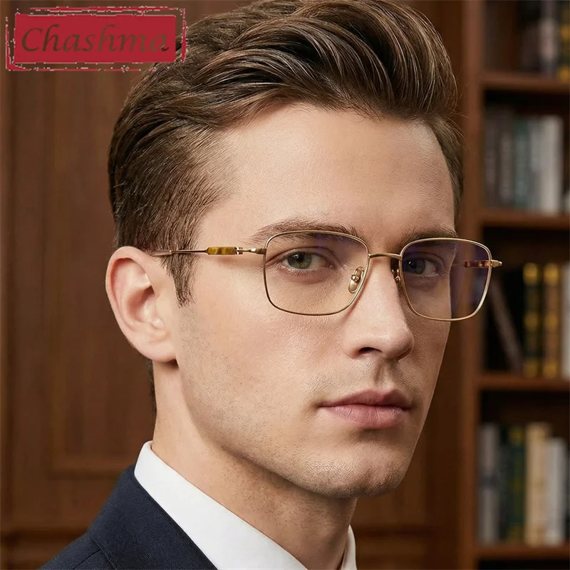 Chashma Prescription Glasses Top Quality Men Pure Titanium Jade Light Optical Eyewear Flexible Full Frame Eyeglasses for Male