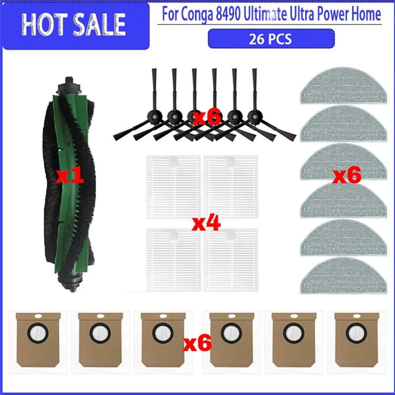 

【Купитье】мешок для пыли для Cecotec Conga 8490 Ultimate Ultra Power HEPA-фильтр, роликовая боковая щетка, швабра, запасные части для дома, аксессуары