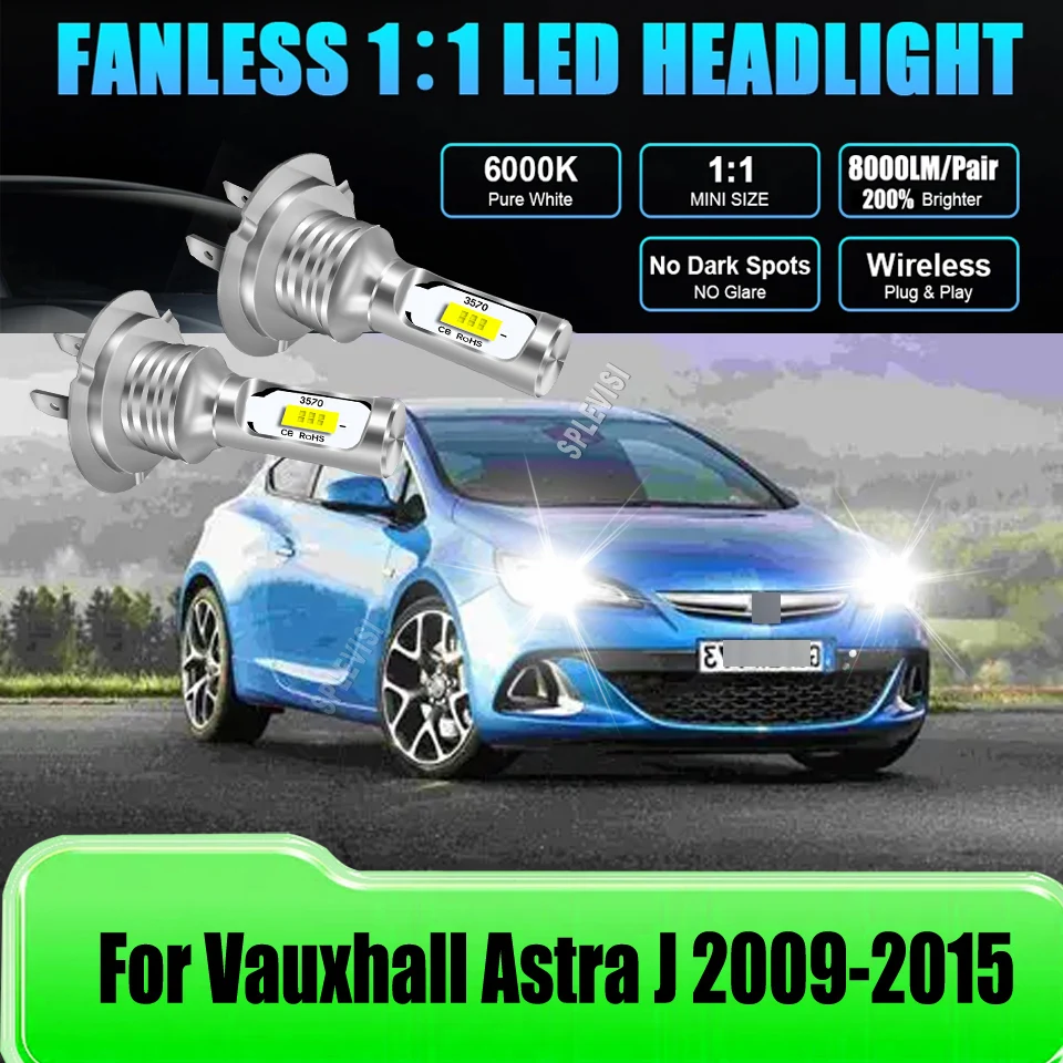 

H7 LED Headlight Low Beam 6000K White with 6063 aviation aluminum body For Vauxhall Astra J 2009 2010 2011 2012 2013 2014 2015