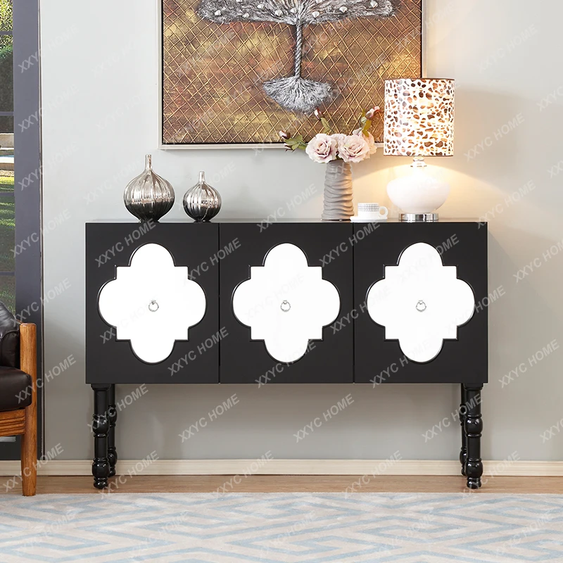 Y Vintage TV Cabinet Living Room Neoclassical Shell Decoration Tall Solid Wood Light Luxury Audiovisual Cabinet
