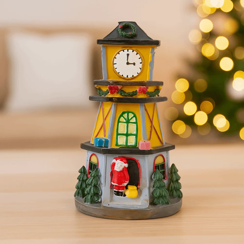 Light Up Design Holiday Home Decorations Small Size Resin Material LED House Figurine LED Lighting Creative Design