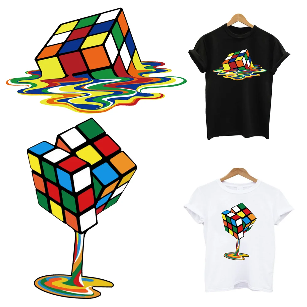 

2Pcs/Lot Rubik's Ironing Applications Iron On Fusible Patches Heat Adhesive Thermal Transfer T Shirt Stickers Clothing Custom