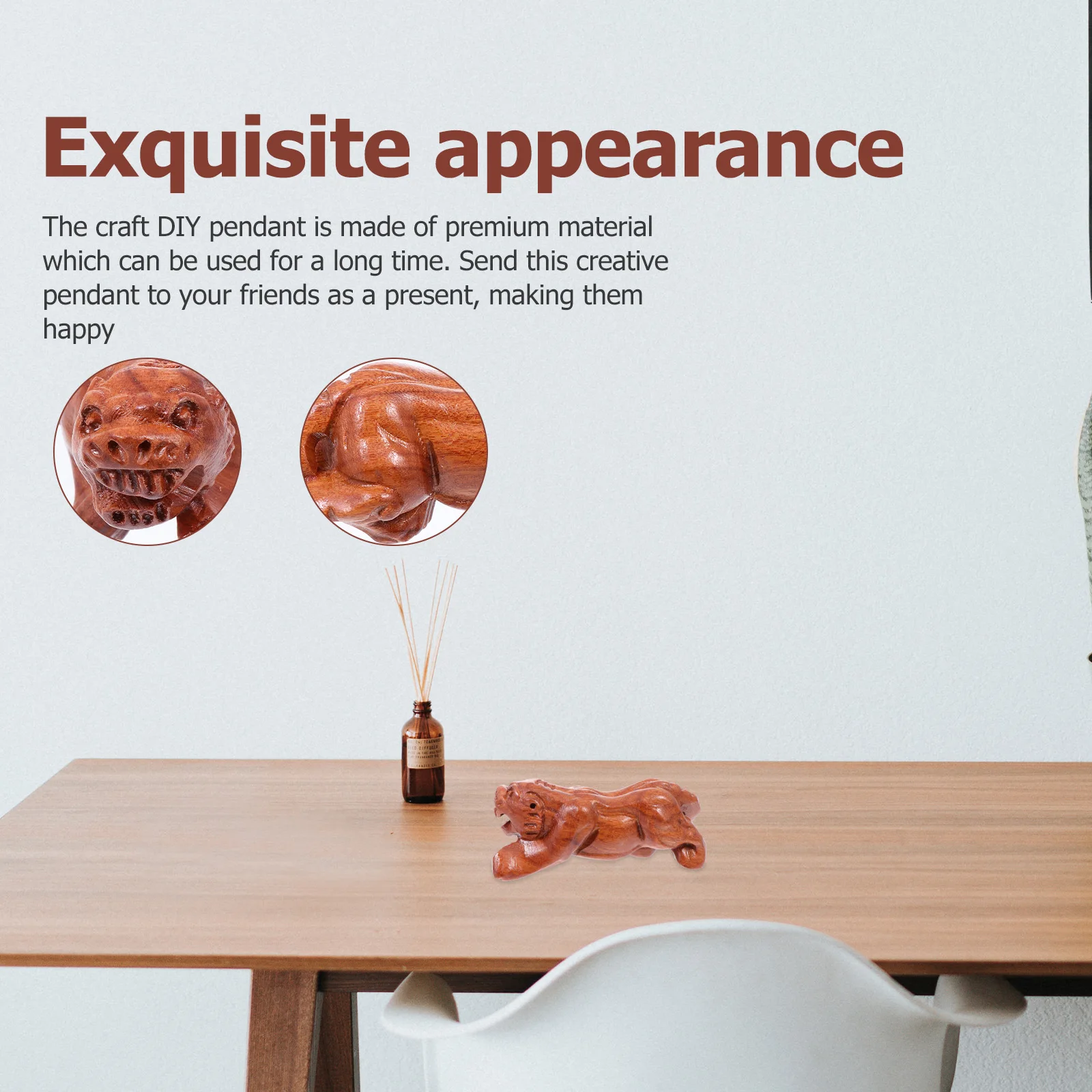 

1pc Zodiac Wood Pendant Carved Craft Decorative Keychain Diy Ornament Hanging Adornment Wooden Carving Home Decor Accessory