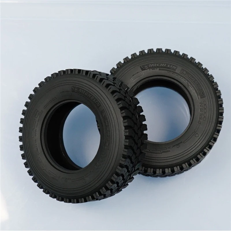 2 Rubber Gravel Tires for 1/14 Tamiya RC Truck Car Scania 770S BENZ 3363 VOLVO FH16 MAN Diy Parts Toys