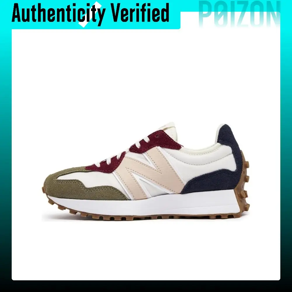 New Balance NB 327 Textile, Leather Abrasion Resistant Low top Running Shoes Women's White Green Red WS327CK1