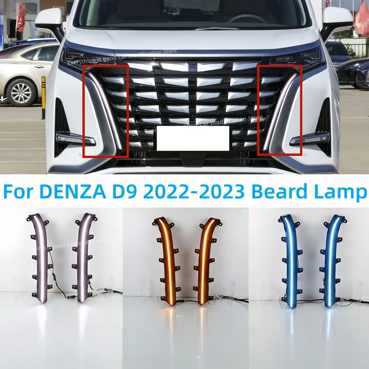 

For DENZA D9 2022-2023 Beard Lamp Front net light Modding fog light Turn signal Original factory Upgrade Daytime running light