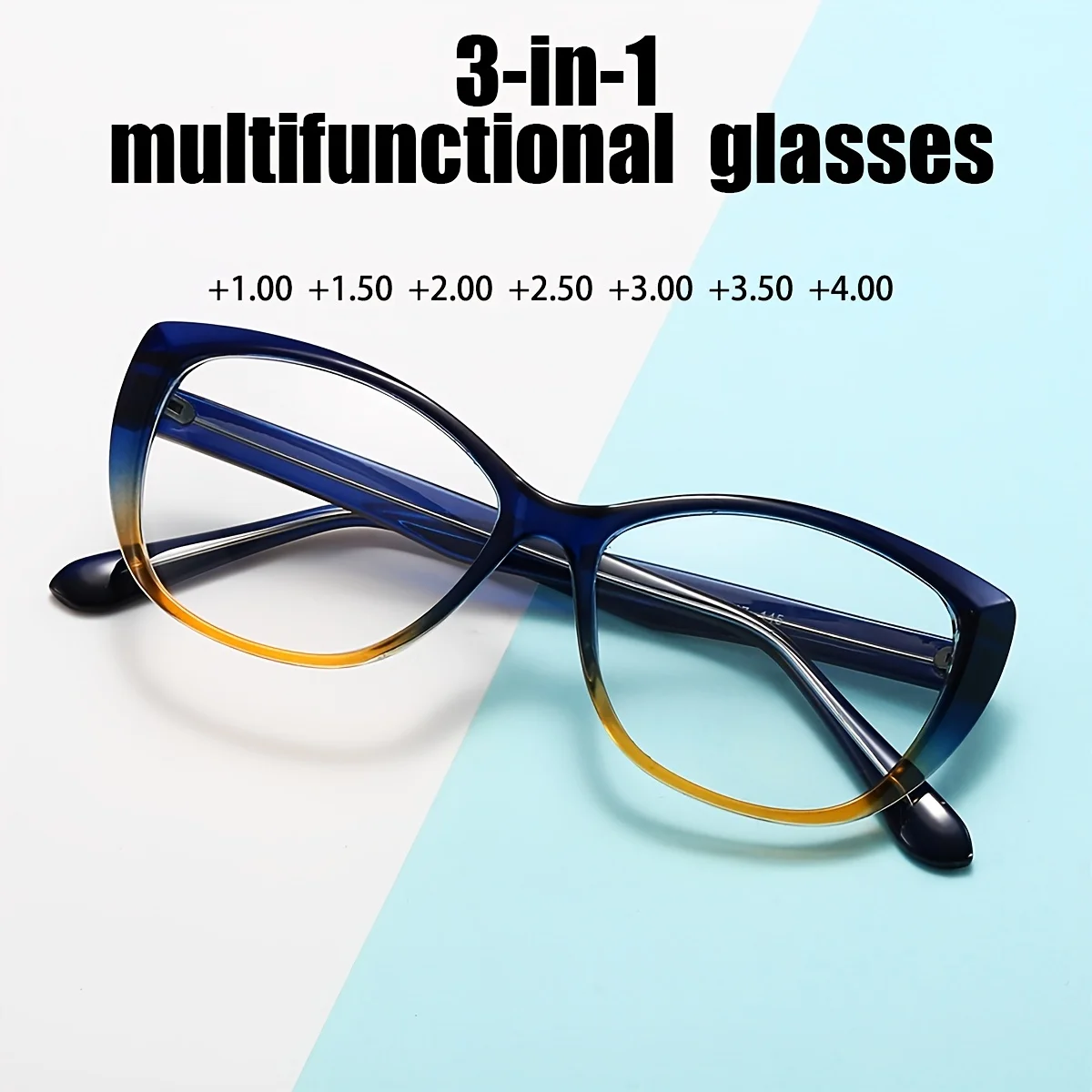 

Многофункциональные очки для чтения FYTOO 3-в-1 с эффектом кошачьего глаза - блокировка синего света, антибликовое покрытие, оправа TR90, увеличение 1.0-4.0, модель 6577LC