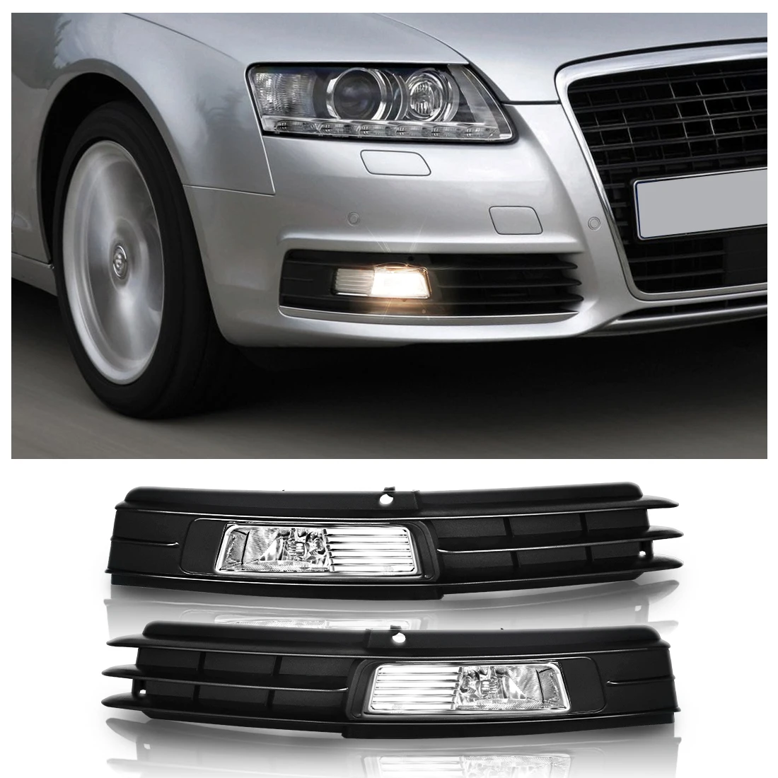 

For Audi A6 C6 2009-2011 LED Fog Light Kit with ABS Housing PC Lens DRL Daytime Running Light Car Accessories