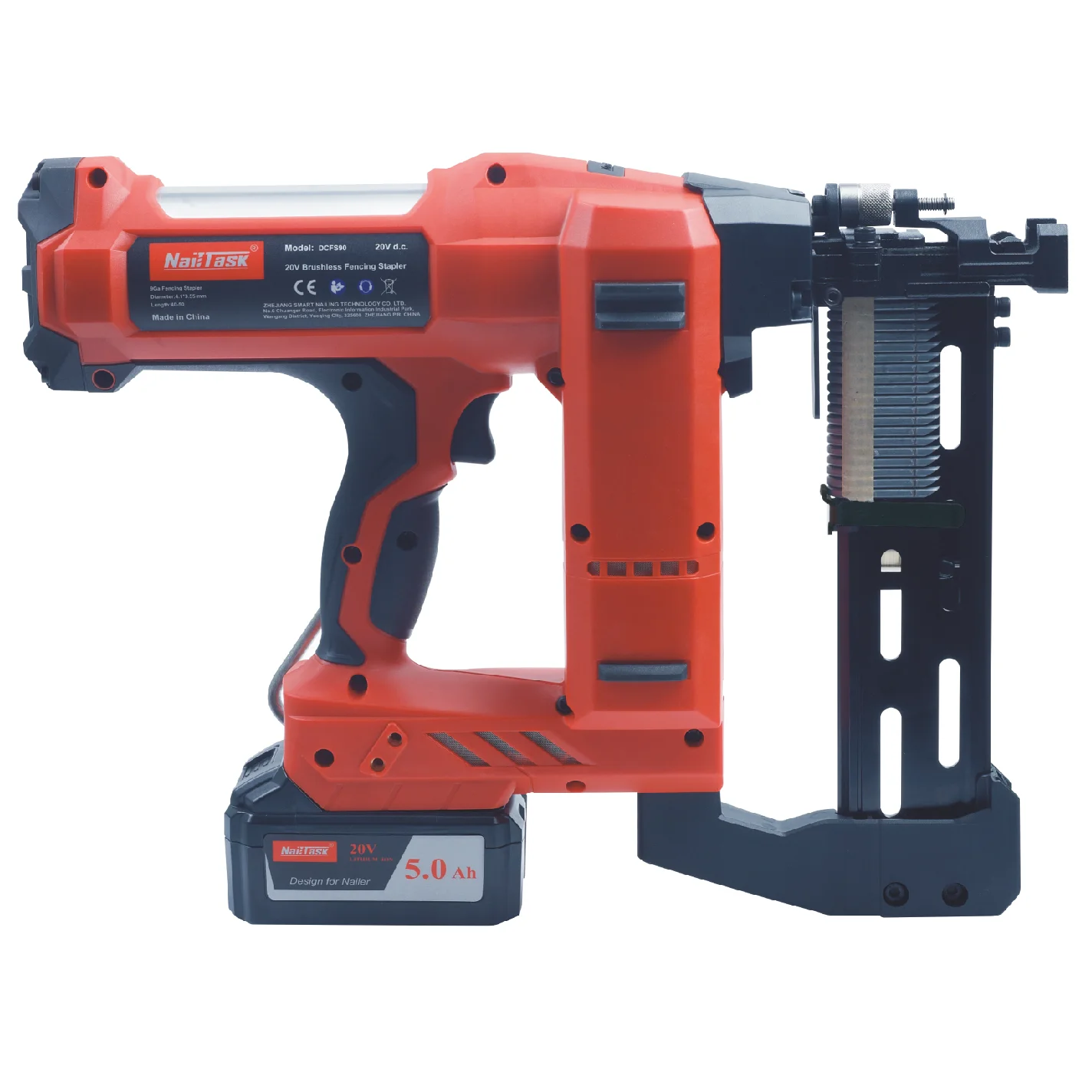 20V Cordless 9-Gauge Fencing Stapler / Staple Gun Brushless Battery Powered for Farmer Working