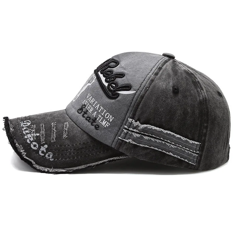 Korean Version Washed Letters Spring and Autumn Men's and Women's Fashion Shabby Denim Baseball Cap Sunhat Official Website