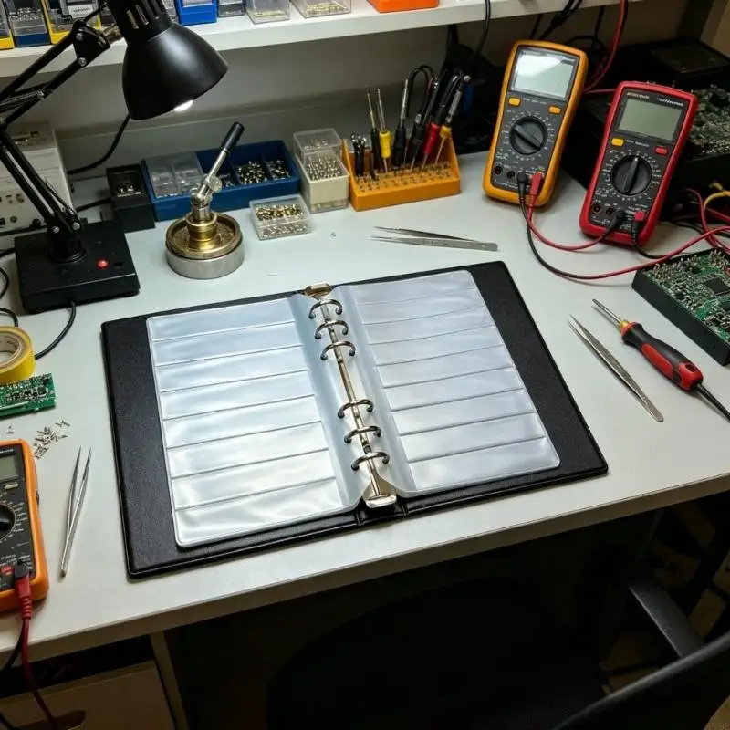 

PVC Component Sample Book With 20 Pages Resistor Assortment For Resistors Capacitor Inductors Storage Book F19E