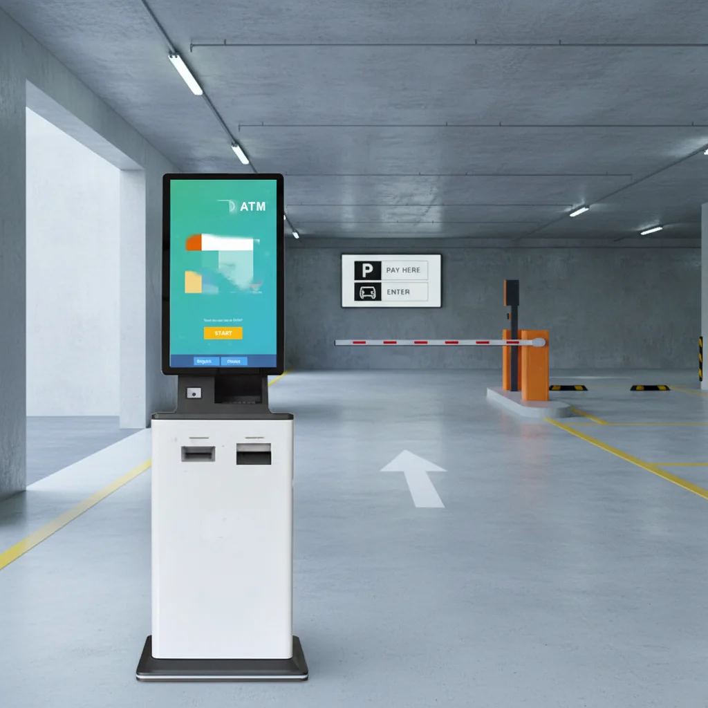 Reader for Vehicle Bookings Pickups Indoor Parking Garage Car Rentals Self Service Floor Standing Terminal Kiosks Passport