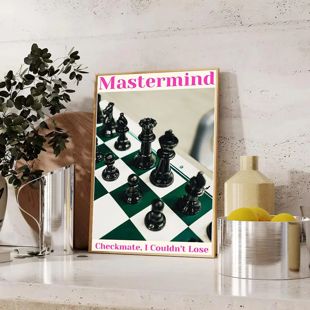 Chess Wall Art Canvas PrintAbstract Game DecorModern Home Living Room PictureBlack White Checkered ArtUnique Gift IdeaGaming Roo