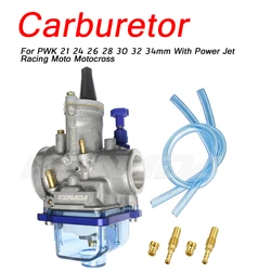 KENADA RACING Flat Curtain Carburetor For PWK 24 26 28 30 32 34mm With Power Jet Racing Moto Motocross 2T 4T ATV Dirt Bike