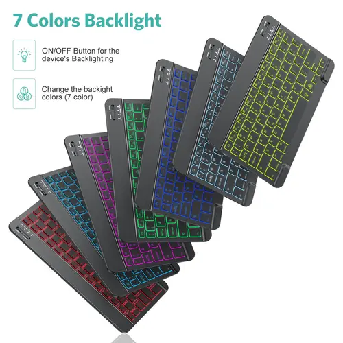 Imagen 2 del producto Teclado y ratón retroiluminado de 10 pulgadas para iPad, teclado Bluetooth retroiluminado para IOS, Android, Windows, teclado y ratón inalámbricos