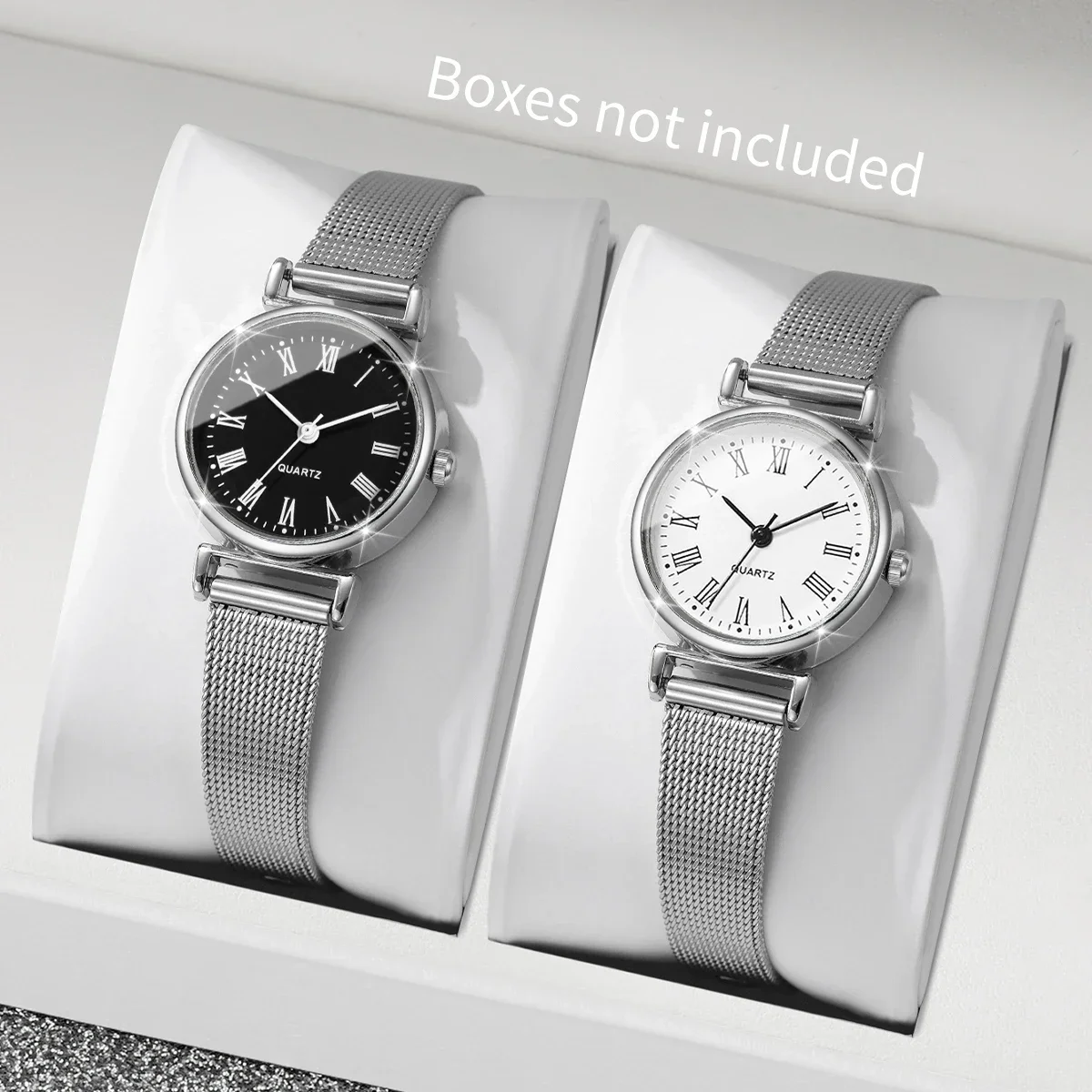 1/2 pçs moda roma dial feminino relógio de quartzo casual malha banda senhoras relógios de pulso reloj mujer (sem caixa)