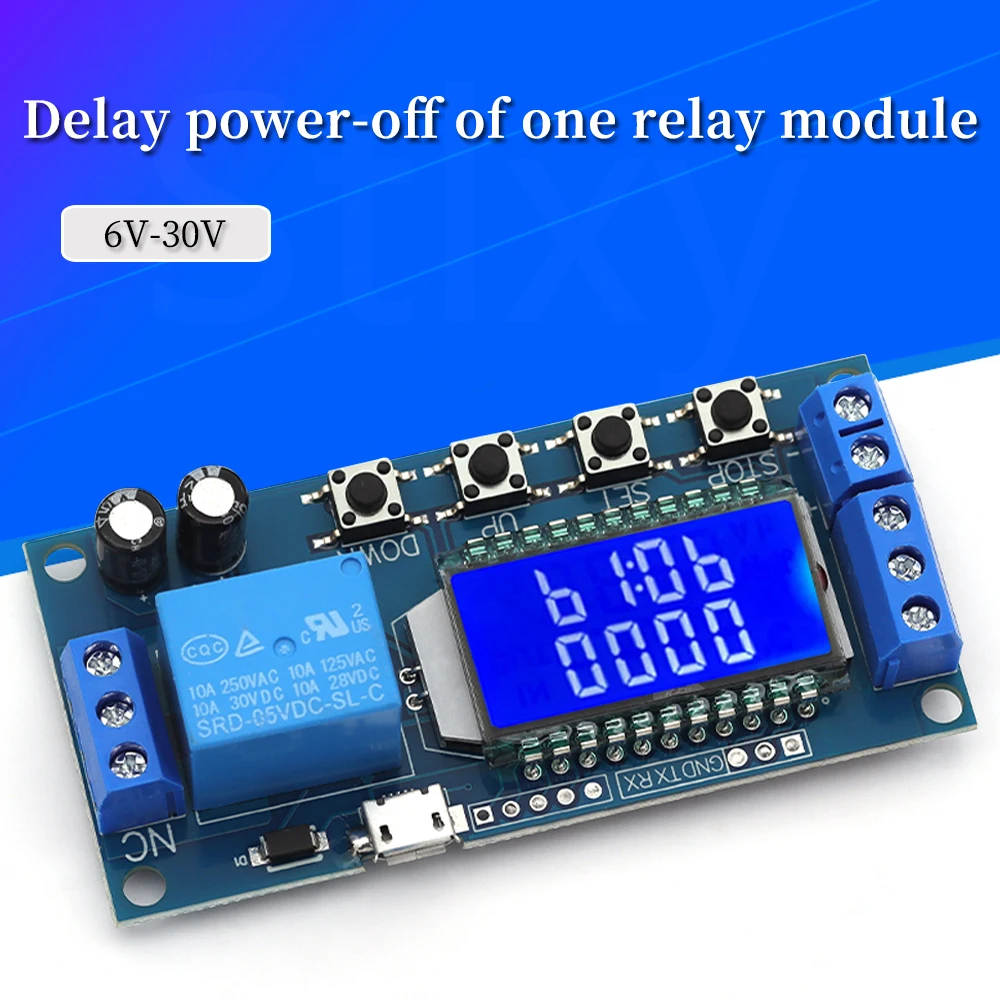 6-30V Micro USB Digital LCD Display Time Delay Relay Module Control Timer Switch Trigger Cycle Module XY-LJ02