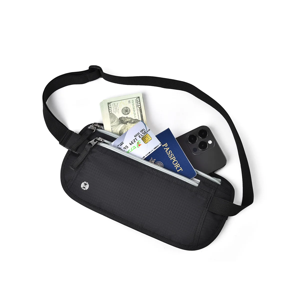 

Women Men Waist Bag Money Belt For Travel Hidden RFID Passport Holder Simple Solid Color Coin Purse Card Holder Belt Pocket