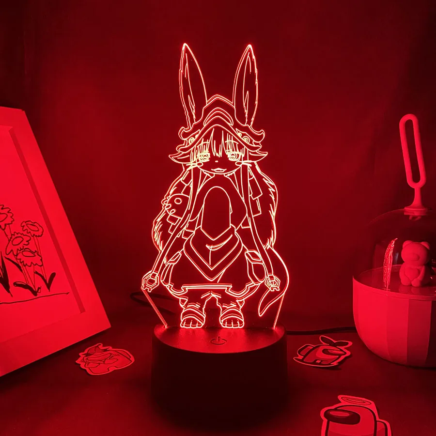 Anime hecho en Abyss Nanachi 3D LED Neon Night Lights, Kawaii Birthday Gift for Friend Otaku Bedroom Decor Nanachi Manga Lava Lamp