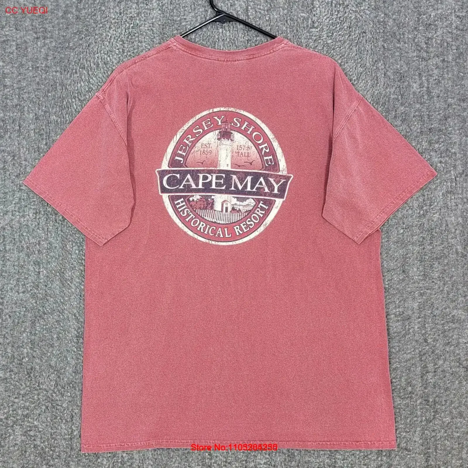 Cape May T Shirt Mens Large Salmon Pink New Jersey Shore Historical Resort NJ vintage Washed Slightly designer clothes