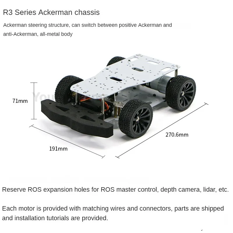 Big Ackerman Chassis 4WD Drive Robot Car, veículo não tripulado, alta precisão GMR Encoder Motor, RC Tanque Programável, Kit DIY