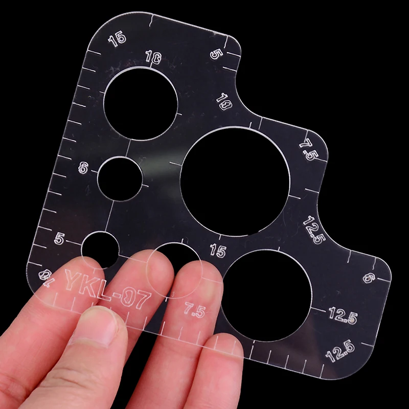1PC Acrylic Rounded Ruler R Rules DIY Supply Tool Full Size Template For Handmade Leather Style Pattern Drawing Ruler