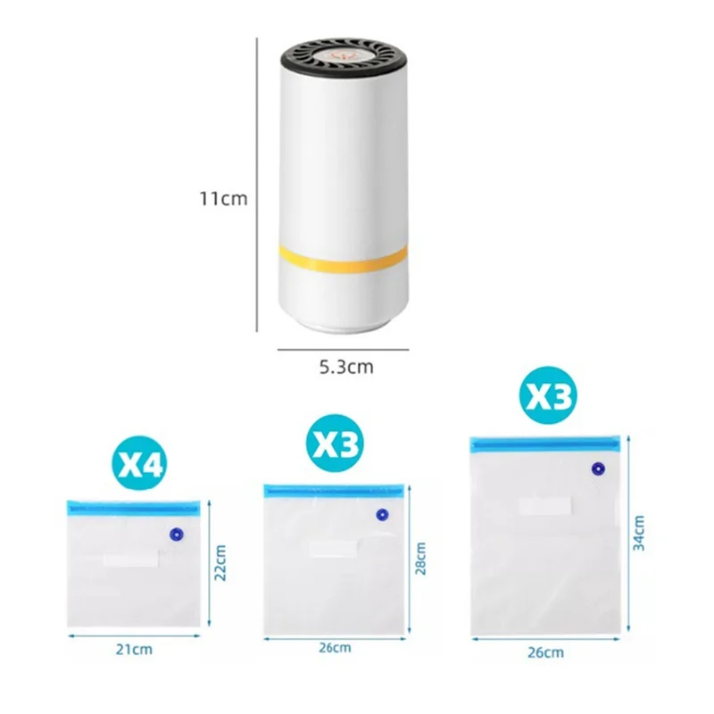 FZFZ Mini scelleuse sous vide Portable USB Rechargeable scelleuse sous vide comprend 10 sacs réutilisables idéal pour la cuisine, le barbecue et les voyages