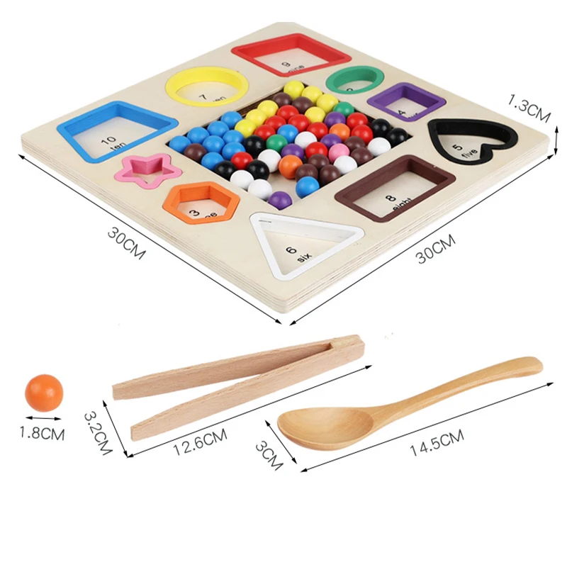 Regenboog Houten Kraal Knippen Spel Kleur Sorteren Baby Montessori Educatief Wiskunde Speelgoed Cadeau Fijne Motoriek voor Kinderen
