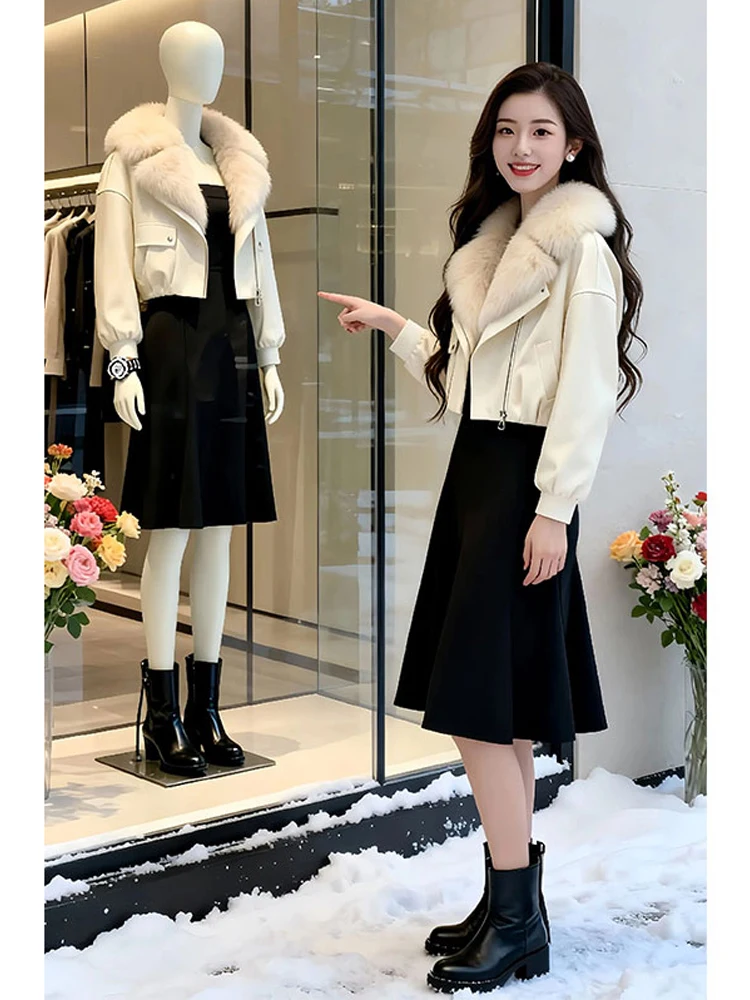 

Faionable Lightweight Luxury Sle Cotton Jaet Women's Winter New Arrival Slimming Ele Trendy Coat with Fur Collar