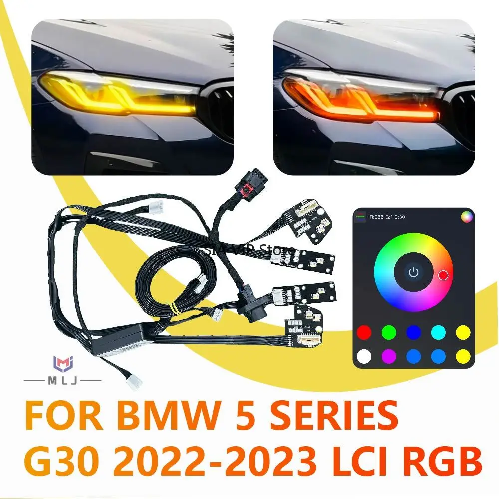 

Car headlight FOR BMW 5 SERIES G30 2022-2023 LCI RGB headlight plug wiring harness RGB internal wiring harness