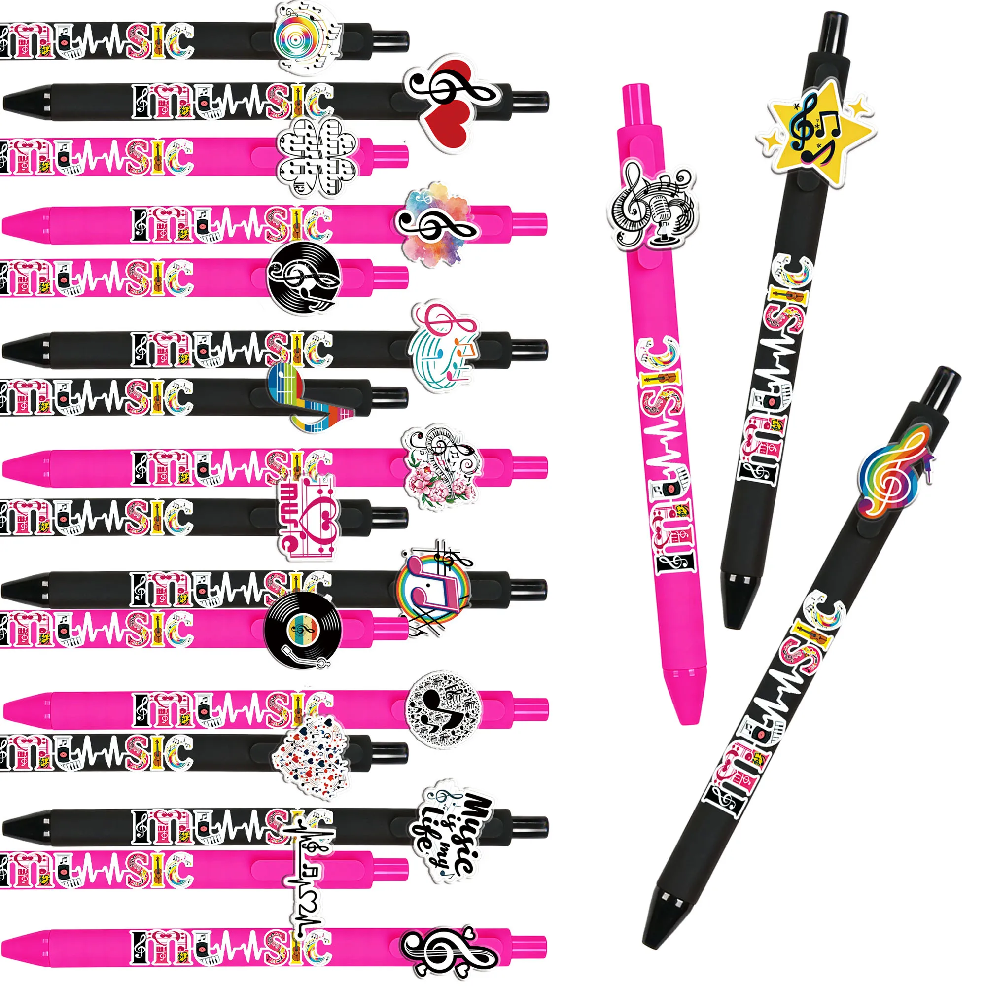

Набор из 19 ручек с музыкальными символами, растягивающиеся шариковые ручки, тематическая серия «Романтическая музыка», подарочная ручка для студентов, для письма