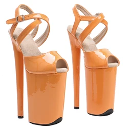 Leecabe 23CM/9inches pu upper fish mouth   Party Club Stripper  High Heels Sandals Pole Dance shoes