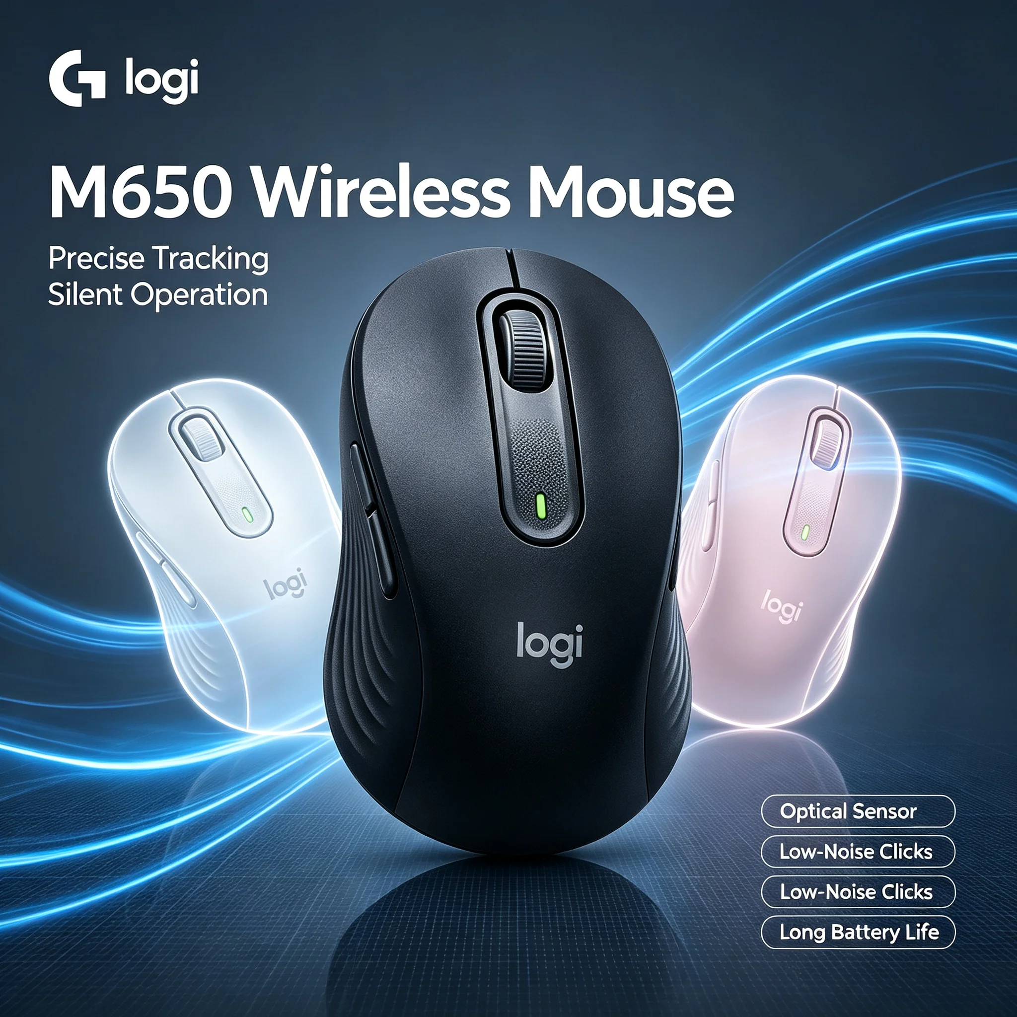 Logitech M650 Dual‑Connectivity Wireless Mouse Silent Click Stable Connection Office Mice for Laptop PC Macbook