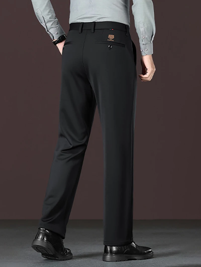 

Новые мужские свободные прямые эластичные официальные брюки, деловой стиль с головой тигра в западном стиле, всесезонные, повседневная и официальная одежда