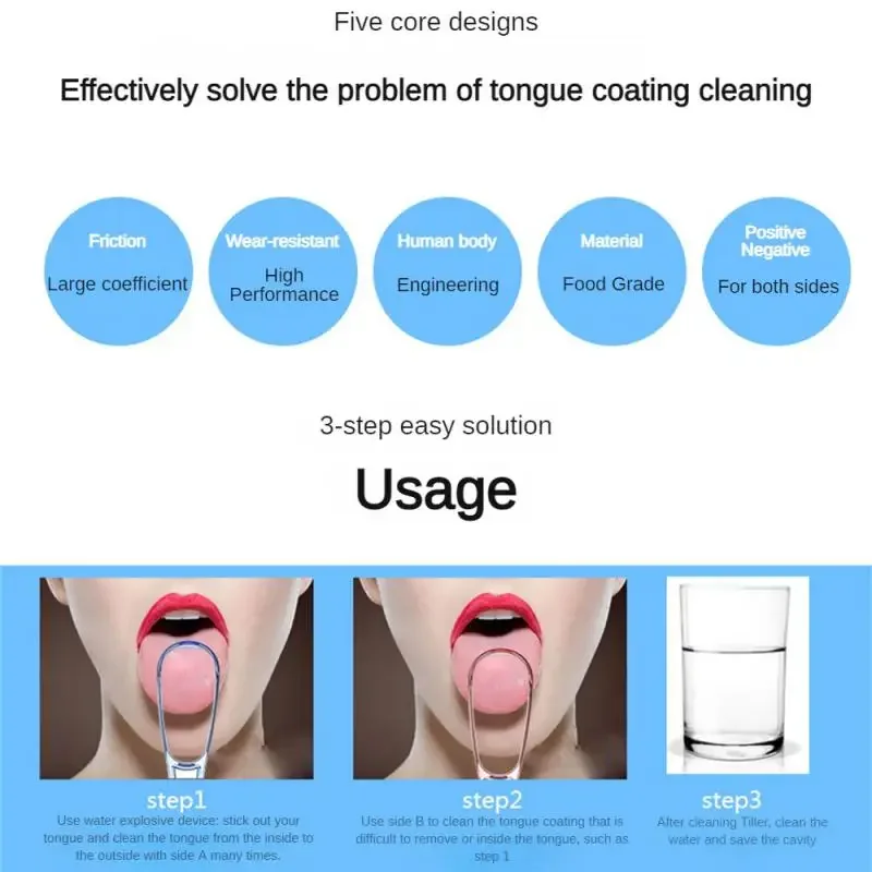 Tongue Scraper For Adult Reusable Tongue Cleaning Tool Food Grade Plastic Mouth Scraper Washable Oral Hygiene Care Appliances