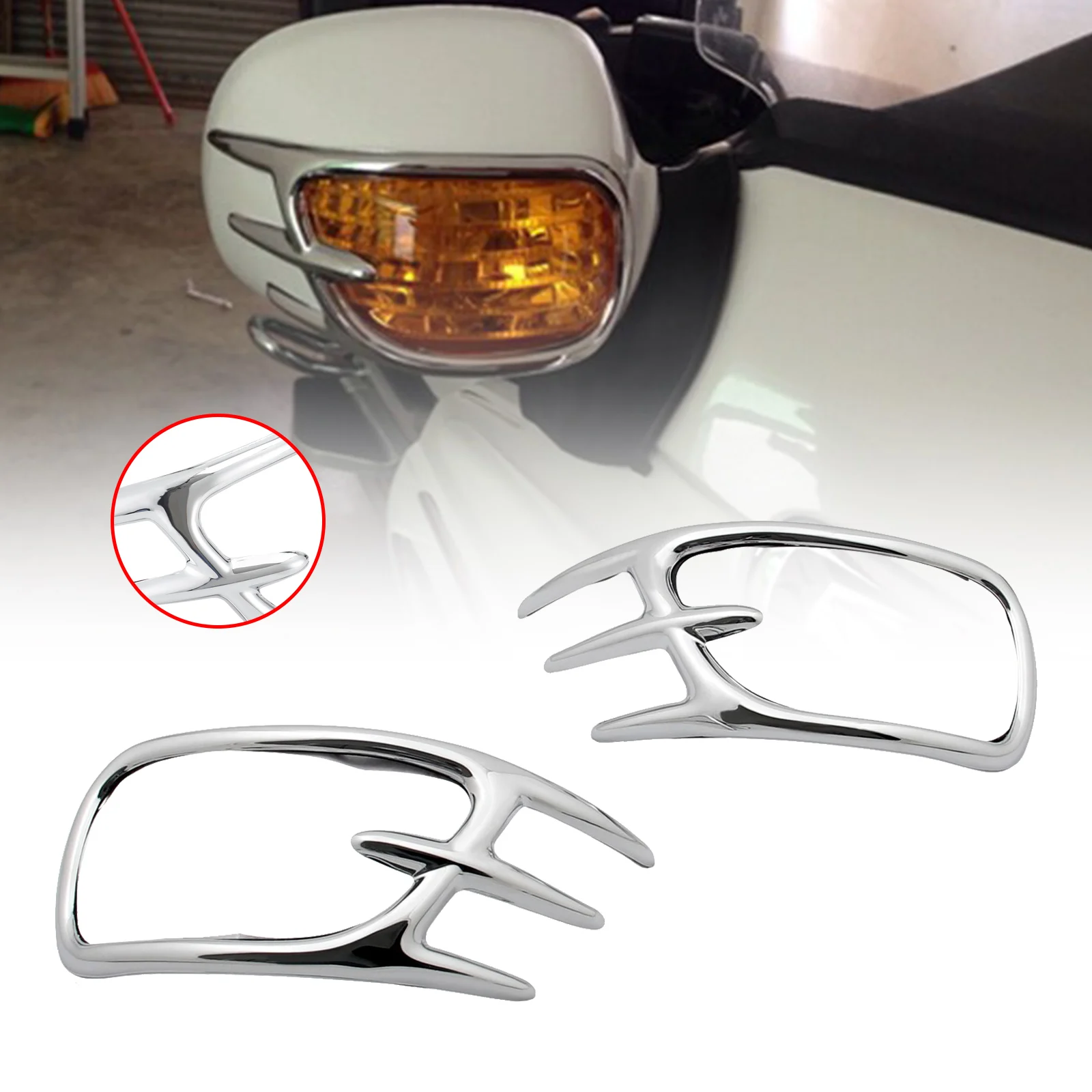 Topteng Goldwing Chrome Fairing Mirror Back Accent Grilles Fit Honda GL1800 GL 1800 2001-2011