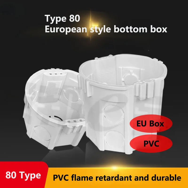 80 Type European Bottom Box Socket Wall Concealed Wire Junction Box European Standard PVC Circular Base