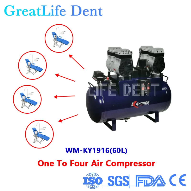 GreatLife Dent Silent 32L 45L 60L One To One Two Three Four Dental Air Compressor Dental Chair Silent Air Compressor